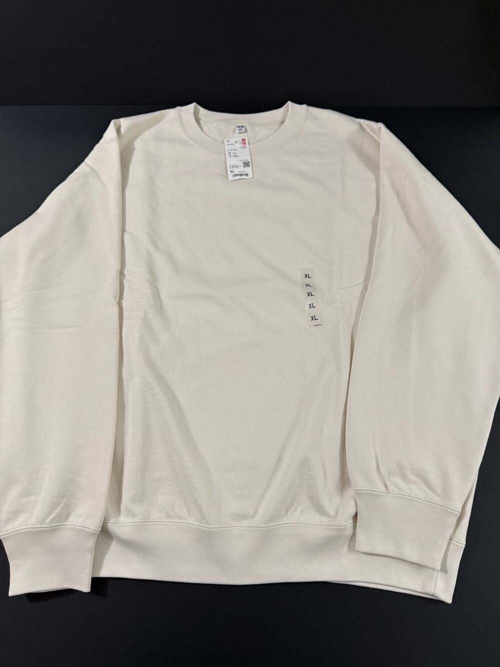 Uniqlo Sweatshirt Size XL Off White Cotton Long Sleeve Crewneck